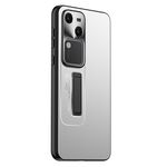 Custodia per telefono con supporto in TPU ibrido in metallo satinato per vivo S18 (argento)