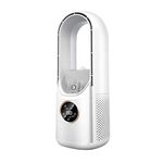 Ventilatore elettrico per umidificazione senza pale da scrivania a sei marce regolabile con funzione di temporizzazione della luce a LED(Bianco)