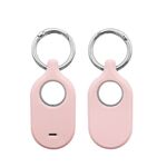 Per Samsung Galaxy SmartTag2 con custodia protettiva in silicone con portachiavi, stile: fibbia rotonda rosa