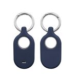 Per Samsung Galaxy SmartTag2 con custodia protettiva in silicone con portachiavi, stile: fibbia rotonda blu intenso