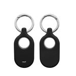 Per Samsung Galaxy SmartTag2 con custodia protettiva in silicone con portachiavi, stile: fibbia rotonda nera