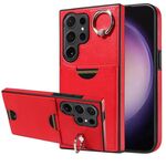 Per Samsung Galaxy S24 Ultra 5G Custodia per telefono con anello per slot per scheda di vitello (rosso)