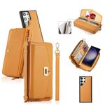 Per Samsung Galaxy S23+ 5G Custodia a tracolla multifunzionale con cerniera Portafoglio in pelle Litchi (Arancione)
