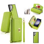 Per Samsung Galaxy S23+ 5G Custodia a tracolla multifunzionale con cerniera Portafoglio in pelle Litchi (Verde)