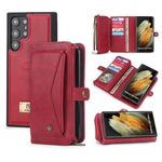 Per Samsung Galaxy S22 Ultra 5G Custodia multifunzionale in pelle con cerniera a portafoglio (rossa)