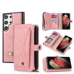 Per Samsung Galaxy S23+ 5G Custodia multifunzionale in pelle con cerniera a portafoglio (rosa)