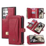 Per Samsung Galaxy S24 5G Custodia multifunzionale in pelle con cerniera a portafoglio (rossa)