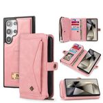 Per Samsung Galaxy S24 5G Custodia multifunzionale in pelle con cerniera a portafoglio (rosa)