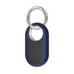 Per Samsung Galaxy SmartTag2 Tracker Custodia protettiva in silicone semiavvolta con anello in metallo per appenderlo (blu scuro)