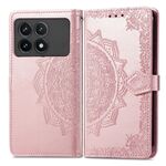 Per Xiaomi Redmi K70 Pro Custodia per cellulare in pelle con fiore mandala in rilievo (oro rosa)