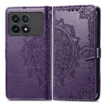 Custodia per telefono in pelle goffrata con fiori mandala per Xiaomi Redmi K70 Pro (viola)