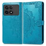 Custodia per telefono in pelle goffrata con fiori mandala per Xiaomi Redmi K70 Pro (blu)