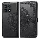 Custodia per telefono in pelle goffrata con fiori mandala per Xiaomi Redmi K70 Pro (nera)