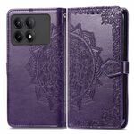 Per Xiaomi Redmi K70E Custodia per cellulare in pelle con fiori mandala in rilievo (viola)