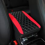Copri bracciolo per auto in pelle PU, tappetino per console centrale auto, 32x19 cm (rosso)