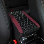 Copri bracciolo per auto in pelle PU, tappetino per console centrale auto, 32x19 cm (rosso vino)
