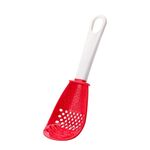 Cucchiaio da cucina multifunzionale per schiacciare, ausiliario domestico, per macinare gli alimenti, mestolo da cucina, spatola per friggere (rosso)