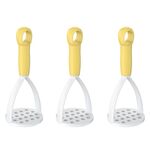 3 pezzi da cucina manuale per schiacciapatate, integratore per bambini, strumento per schiacciare gli alimenti (giallo)