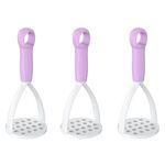 3 pezzi da cucina manuale per schiacciapatate, integratore per bambini, strumento per schiacciare gli alimenti (viola)