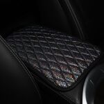 Copri bracciolo per auto in pelle PU con tappetino per console centrale auto glitterata 32x19 cm (nero)