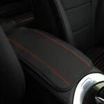 Copri bracciolo centrale per auto, tappetino in fibra di pelle, doppia linea, in rilievo, per bracciolo, 32 x 19 cm (nero arancione)