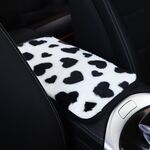 Tappetino per console centrale auto con motivo a cuore in peluche 32x19 cm (nero)