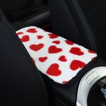 Tappetino copri console centrale per auto con motivo a cuore in peluche 32x19 cm (rosso)