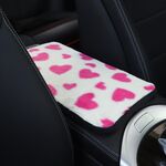 Tappetino copri console centrale per auto con motivo a cuore in peluche 32x19 cm (rosa rosso)