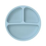 Piatto a ventosa in silicone per bambini a 3 scomparti Ciotola per alimentazione complementare per bambini (blu)