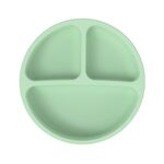 Piatto a ventosa in silicone per bambini a 3 scomparti Ciotola per alimentazione complementare per bambini(Verde)