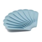Portasapone in silicone drenabile 15x12,5x1,5 cm Senza foro Deflettore Portasapone a forma di conchiglia Portasapone antiscivolo (Blu latte)