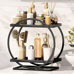 Vassoio espositore per cosmetici a 2 livelli, organizer per trucchi e portaoggetti per comò, bagno (nero)