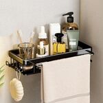 Portaoggetti da parete per cucina e bagno con 4 ganci, specifiche: mensola + asta