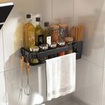 Portaoggetti da parete per cucina e bagno con 4 ganci, specifiche: mensola + asta + tazza