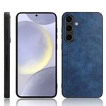 Custodia per telefono con cover posteriore cucita con motivo mucca per Samsung Galaxy S24+ 5G (blu)