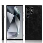 Custodia per telefono con cover posteriore cucita con motivo mucca per Samsung Galaxy S24 Ultra 5G (nera)