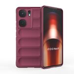 Per vivo iQOO Neo9 Magic Shield TPU + custodia per telefono in flanella (vino rosso)