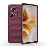Per OPPO Reno 11 5G Global Magic Shield TPU + custodia per telefono in flanella (vino rosso)