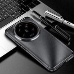 Per Xiaomi 14 Custodia per telefono in TPU antiurto con struttura in fibra di carbonio ultra (nera)