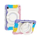 Custodia per tablet in silicone con supporto ad anello rotante portatile per Samsung Galaxy Tab A9 Armor (colorato rosa)