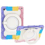 Custodia per tablet in silicone con supporto ad anello rotante portatile per Samsung Galaxy Tab A9+ Armor (rosa colorato)