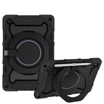 Custodia per tablet in silicone con supporto ad anello rotante portatile per Samsung Galaxy Tab A9+ Armor (nero)