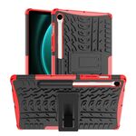 Per Samsung Galaxy Tab S9 FE Tire Texture TPU + custodia per tablet PC con supporto (rosso)