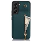 Per Samsung Galaxy S22+ 5G YM006 Custodia per telefono con cerniera Skin Feel con doppio cordino (verde)