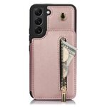 Per Samsung Galaxy S22+ 5G YM006 Custodia per telefono con cerniera Skin Feel con doppio cordino (oro rosa)