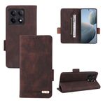 Custodia per telefono in pelle con chiusura magnetica per Xiaomi Redmi K70E 5G (marrone)