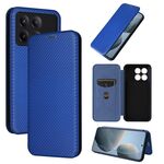 Per Xiaomi Redmi K70E 5G Custodia per cellulare in pelle con texture in fibra di carbonio (blu)