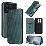 Per Xiaomi Redmi K70E 5G Custodia per cellulare in pelle con texture in fibra di carbonio (verde)