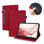 Custodia per tablet in pelle goffrata con texture ultra vitello per Samsung Galaxy Tab S9 (rossa)