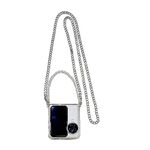 Per OPPO Find N3 Flip TPU DIY Flash Diamond Love Hinge Buckle Custodia per telefono con catena lunga e corta (trasparente)